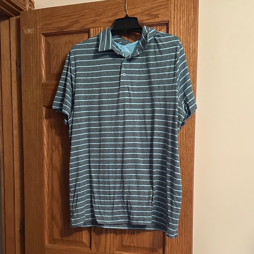 Classic Blue Striped Polo Shirt for Men